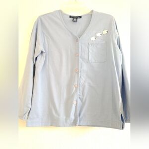 Charter Club Intimates Pajama PJ Top Blue Embroidered Applique Sheep XS Chest 36